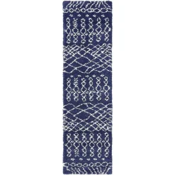 Abstrakt gemusterter Läufer Teppich in Blau - Gunnar