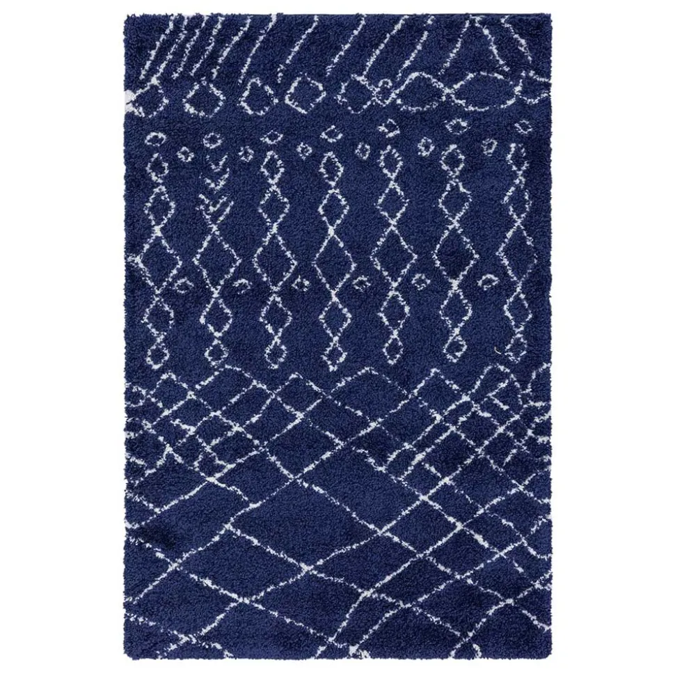 Abstrakt gemusterter Läufer Teppich in Blau - Gunnar