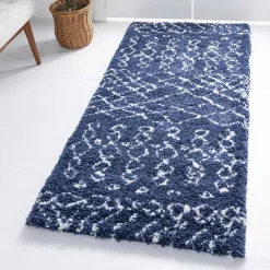 Abstrakt gemusterter Läufer Teppich in Blau - Gunnar