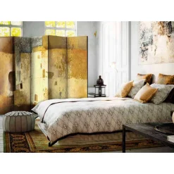 Abstrakter Kunst Paravent in Gold Braun - Gonlay