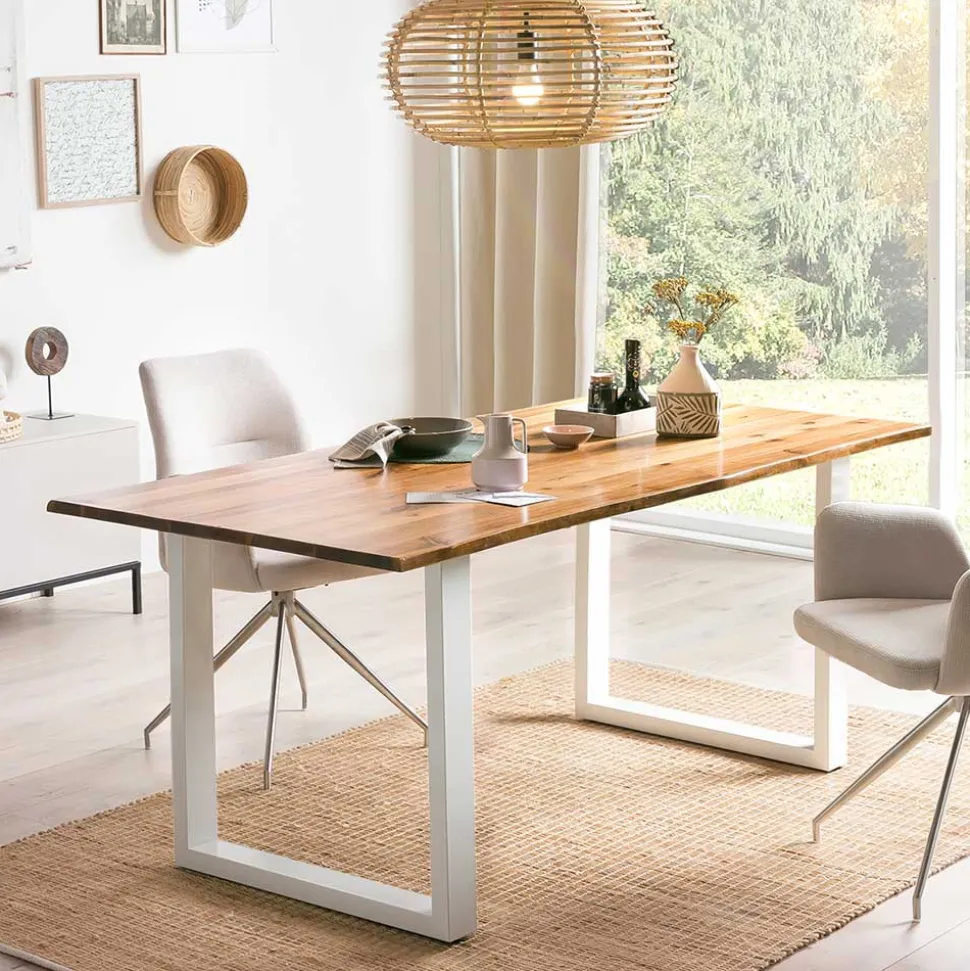 Akazie Essenstisch mit Naturkante & U-Füßen - Sortho