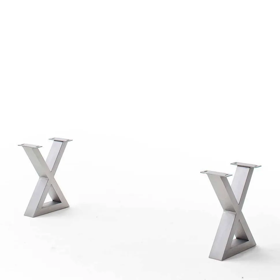 Akazie Esstischbank mit Edelstahl X-Beinen - Sarados