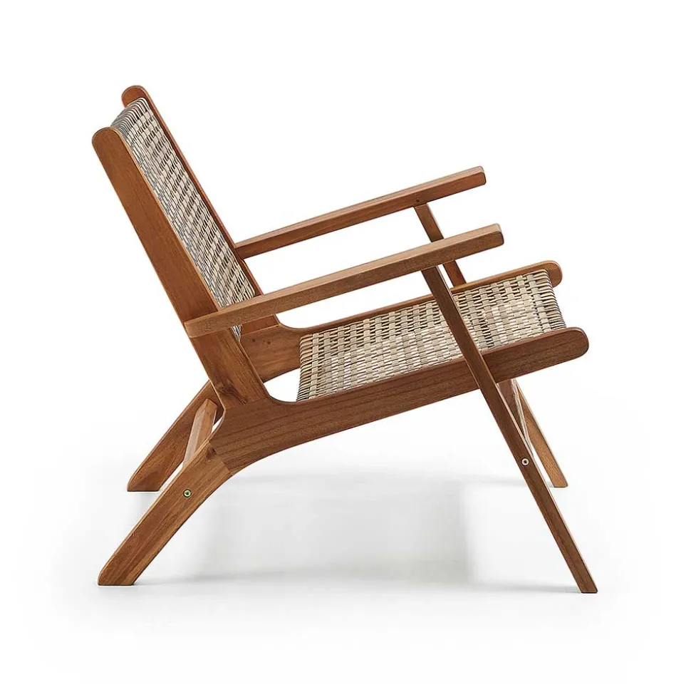 Akazie Holzsessel mit Rattan Geflecht - Foglia