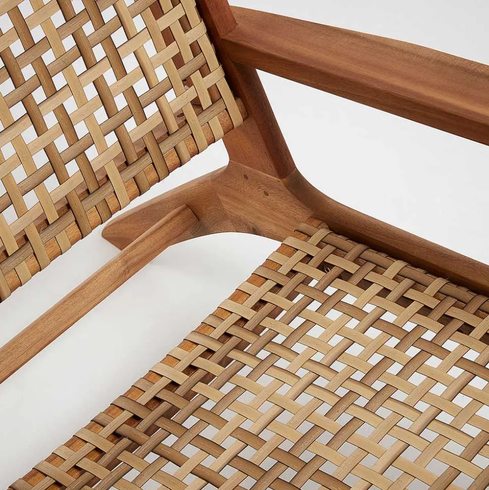 Akazie Holzsessel mit Rattan Geflecht - Foglia