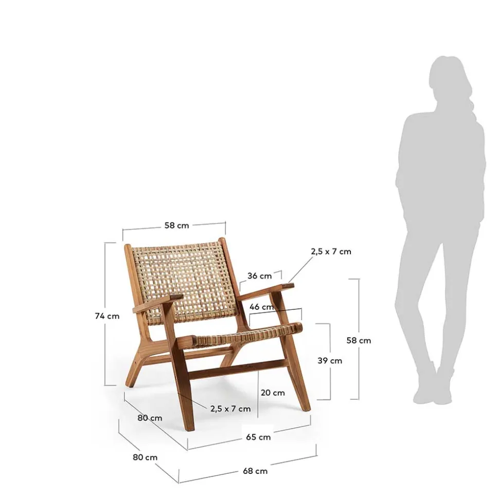 Akazie Holzsessel mit Rattan Geflecht - Foglia