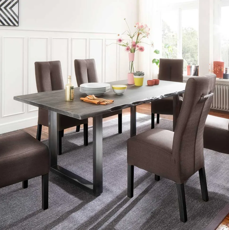 Akazienholz Küchentisch in Grau Baumkante - Tobago