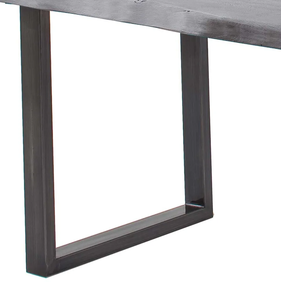 Akazienholz Küchentisch mit Naturkante in Grau - Mevrinus