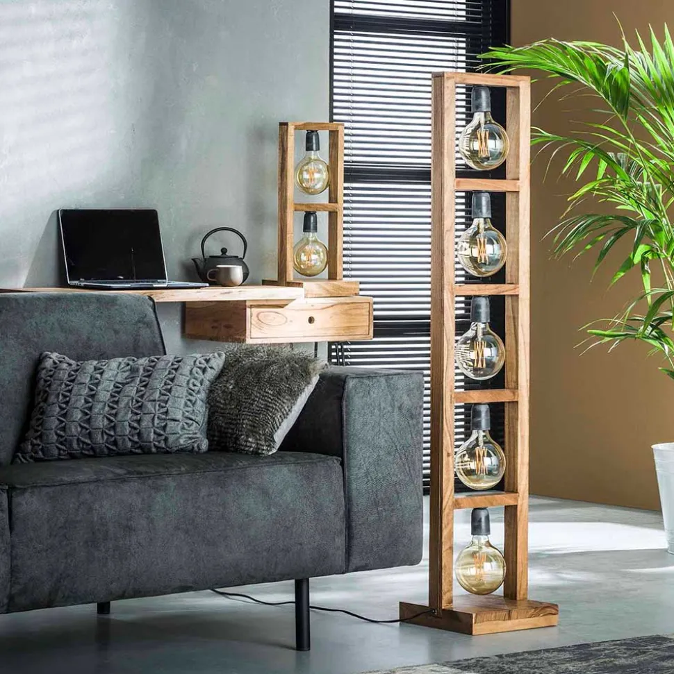Akazienholz Stehlampe für fünf Leuchtmittel - Veral