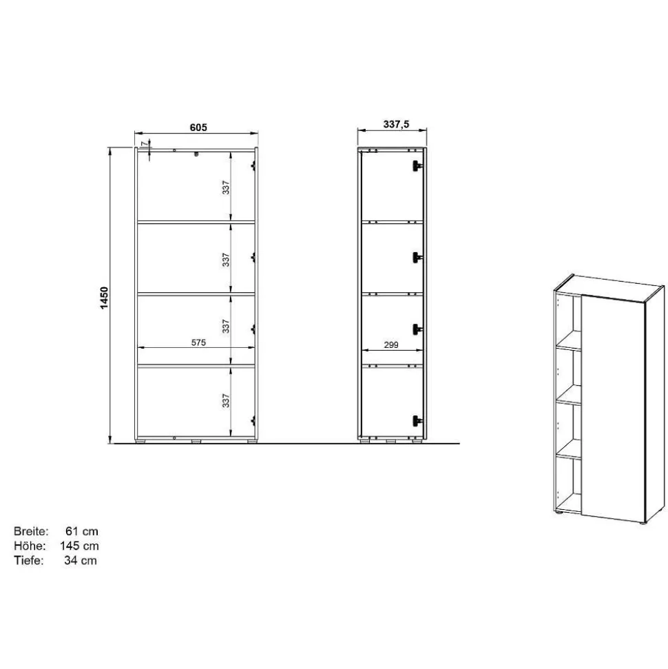 Aktenschrank in Hellgrau und Wildeiche Optik - Chiron