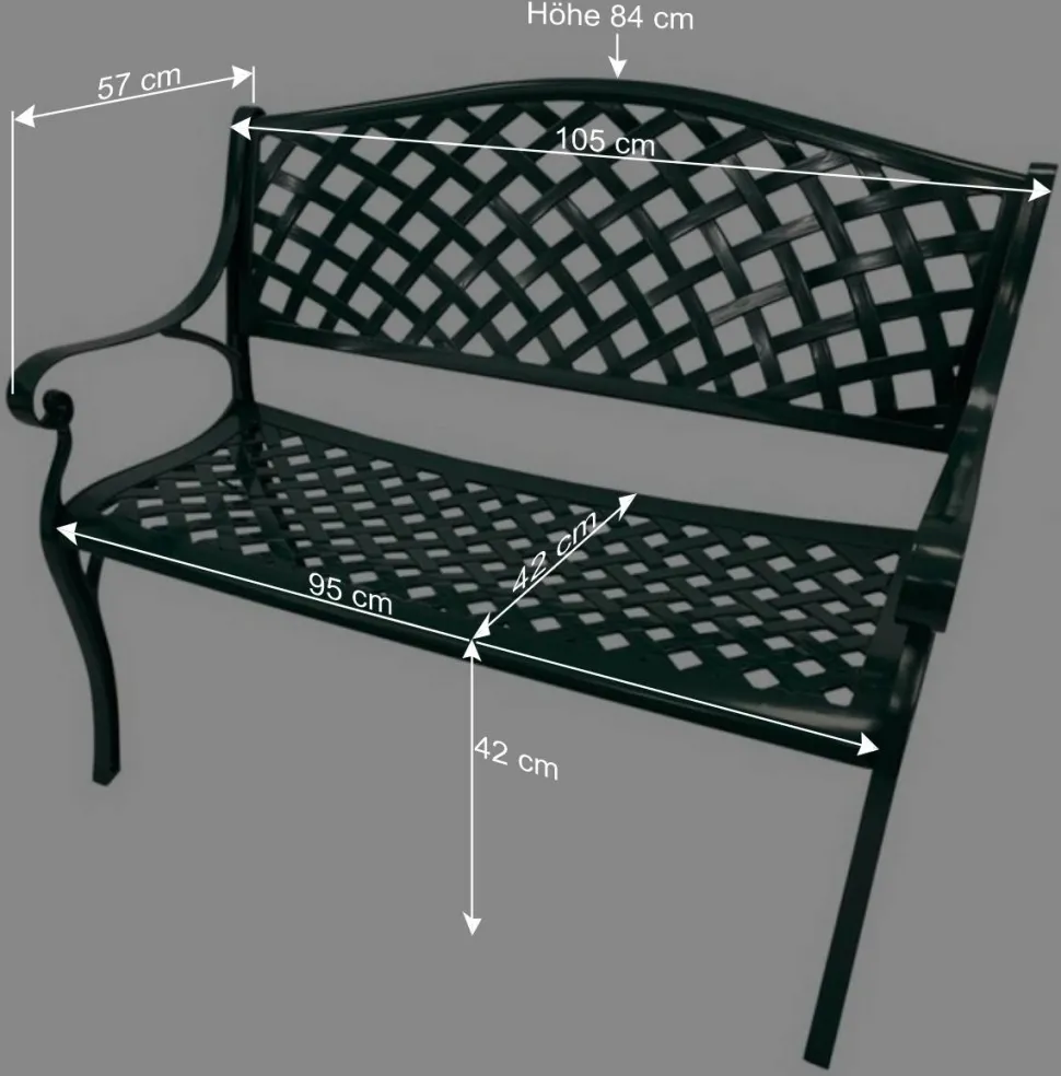 Aluminium Gartenbank in Dunkelgrün - Nisora