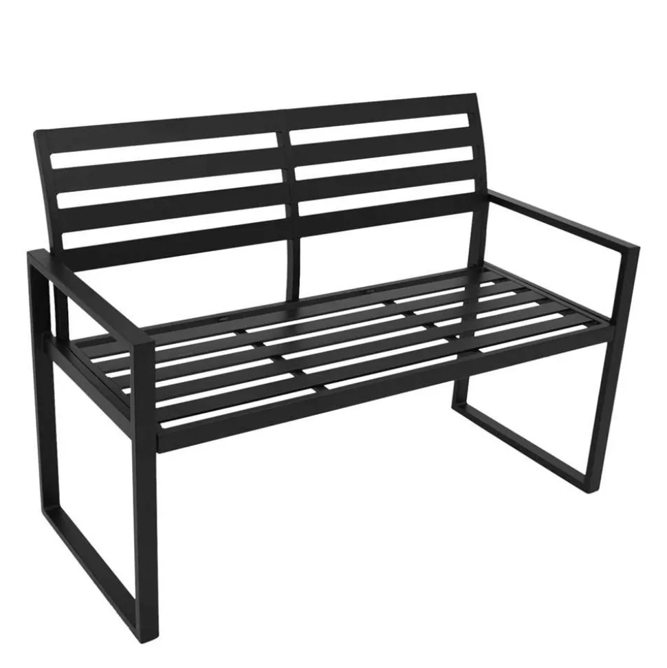 Aluminium Gartenbank in Schwarz - Casahan