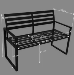Aluminium Gartenbank in Schwarz - Casahan