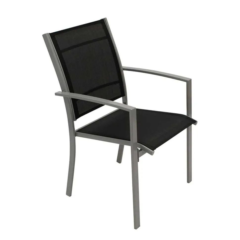 Aluminium Gartenstühle in Schwarz - Latiroca (4er Set)