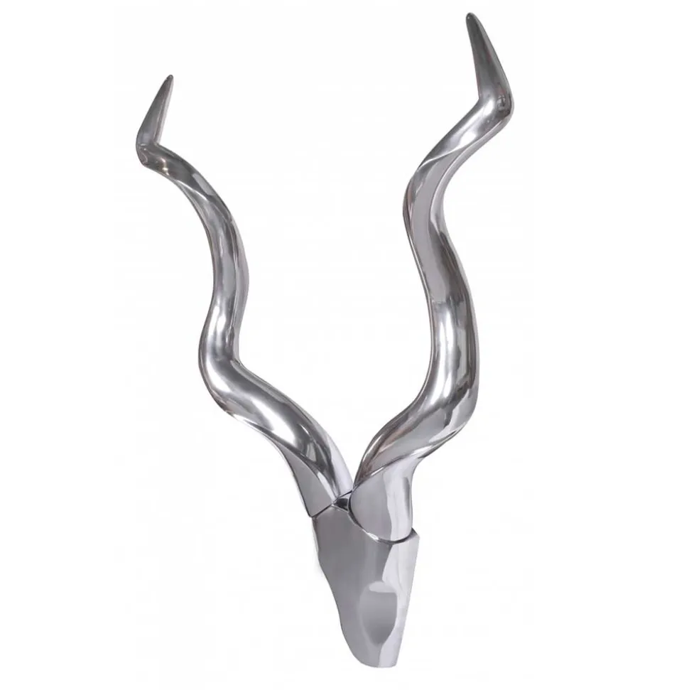 Aluminium Kudu Schädel mit Hörnern - hängende Deko - Filigrano