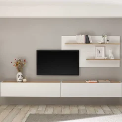 Anbauwand in Weiß & Wildeiche - Nonessia (dreiteilig)