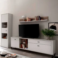 Anbauwand in Weiß mit Wildeiche - Varzino (dreiteilig)