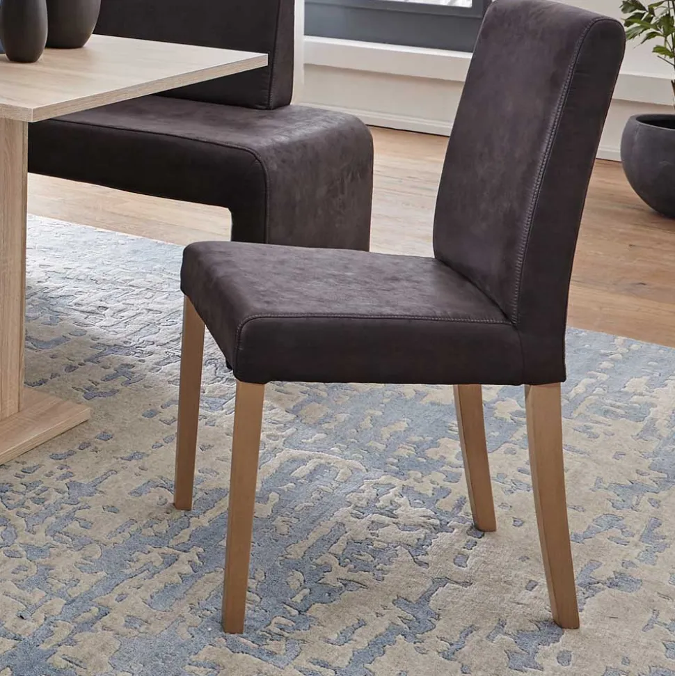 Anthrazit Polsterstühle aus Microfaser - Daricca (2er Set)