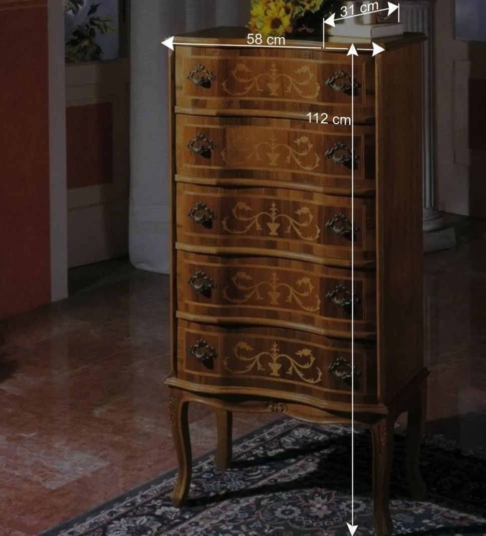 Antike Kommode Agosto in Nussbaumfarben