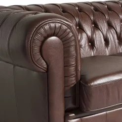 Antikleder Sofa in Braun - Chesterfield Style - Cementa