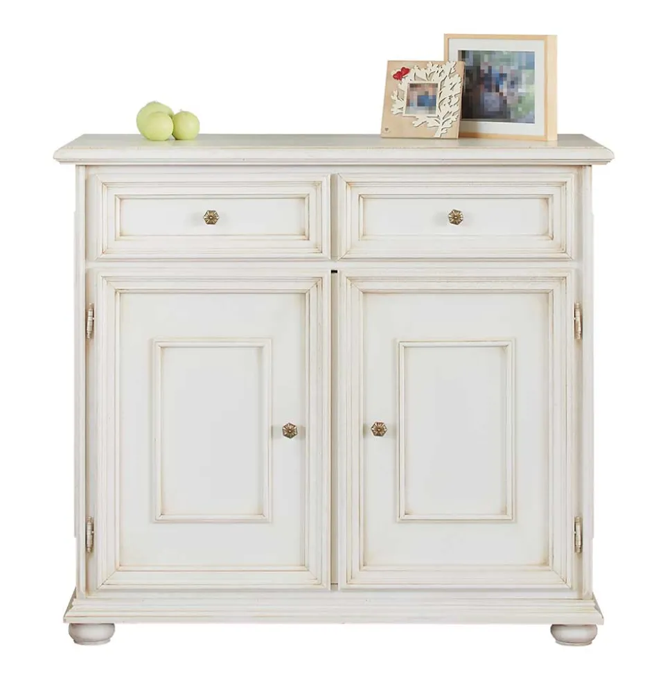 Antikweiße Kommode mit zwei Schubladen - Vicina