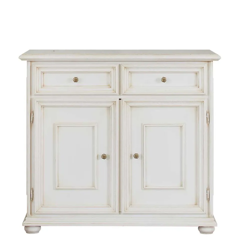 Antikweiße Kommode mit zwei Schubladen - Vicina