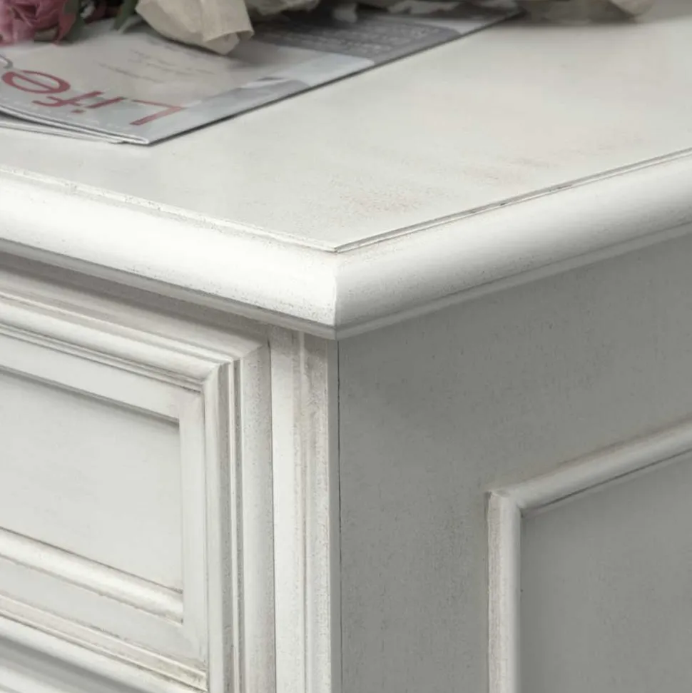 Antikweiße Kommode mit zwei Schubladen - Vicina