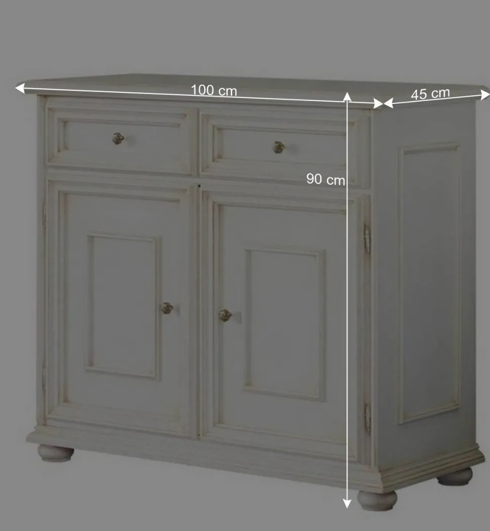 Antikweiße Kommode mit zwei Schubladen - Vicina