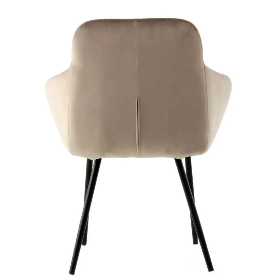 Aparter Tischsessel in Taupe Samtstoff - Volpedusa (2er Set)