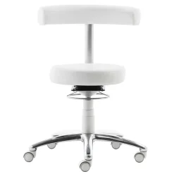 Arbeitshocker mit Rückenlehne in Weiß Kunstleder - Jaskin