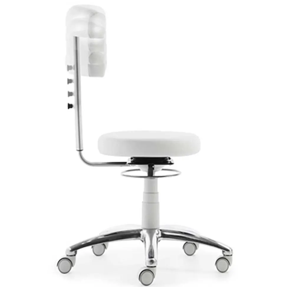 Arbeitshocker mit Rückenlehne in Weiß Kunstleder - Jaskin