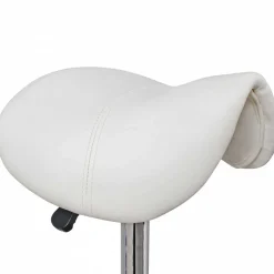 Arbeitshocker mit Sattelsitz in Weiß - Tubrina