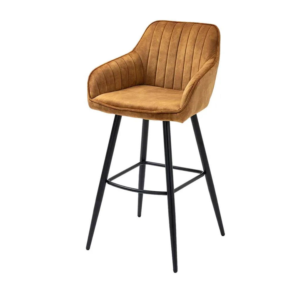 Armlehnen Barstühle in Ocker & Schwarz - Andim (2er Set)