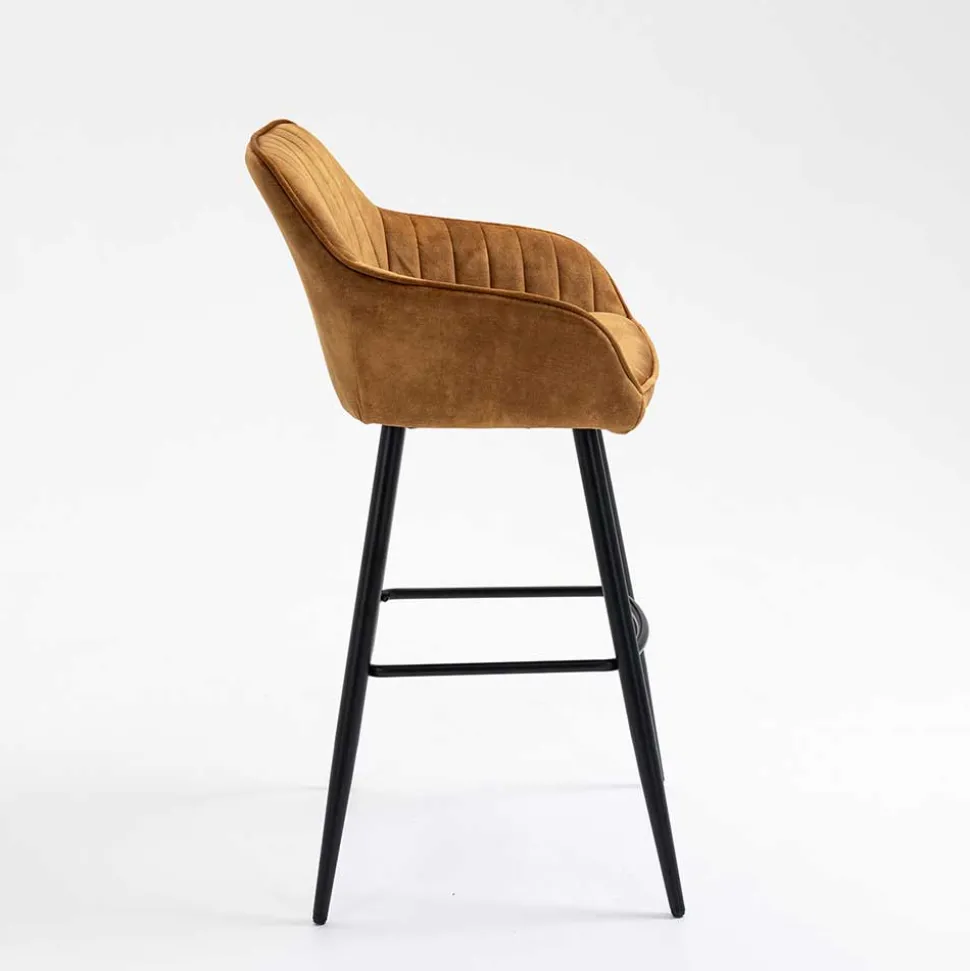 Armlehnen Barstühle in Ocker & Schwarz - Andim (2er Set)