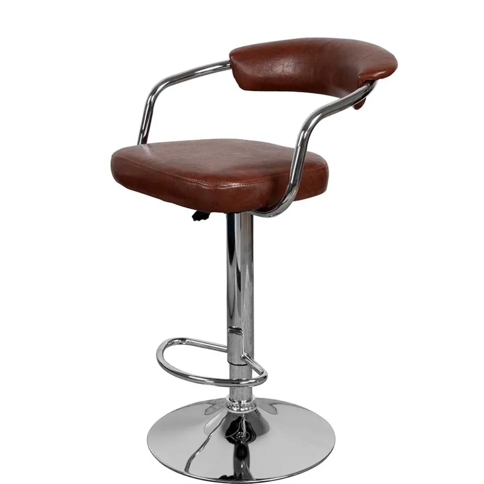 Armlehnen Barstuhl in Braun & Chrom - Usavina (2er Set)