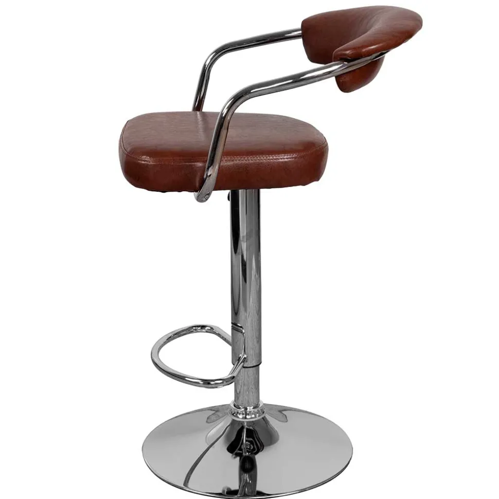 Armlehnen Barstuhl in Braun & Chrom - Usavina (2er Set)