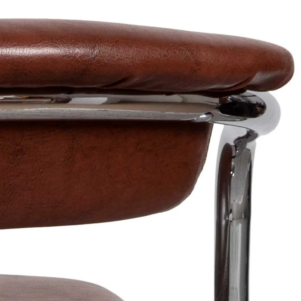 Armlehnen Barstuhl in Braun & Chrom - Usavina (2er Set)