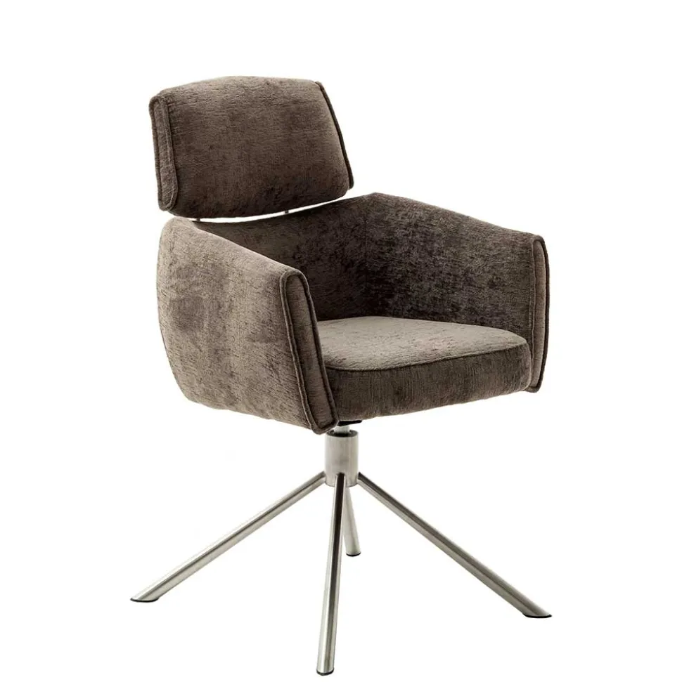 Armlehnen Drehstuhl in Braun - Arjama (2er Set)