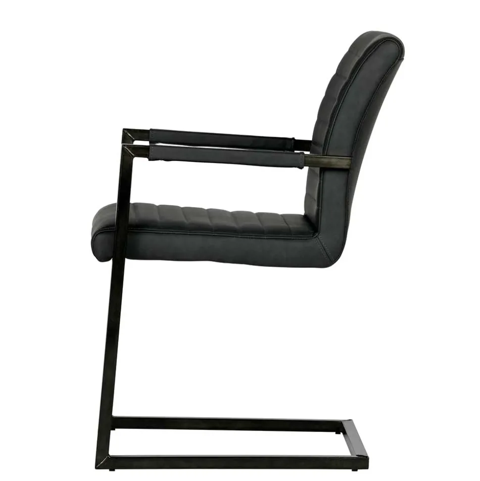 Armlehnen Freischwinger in Anthrazit - Birte (2er Set)