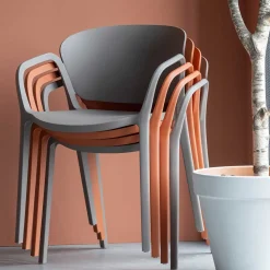 Armlehnen Kunststoffstühle in Braun - Vincentro (4er Set)