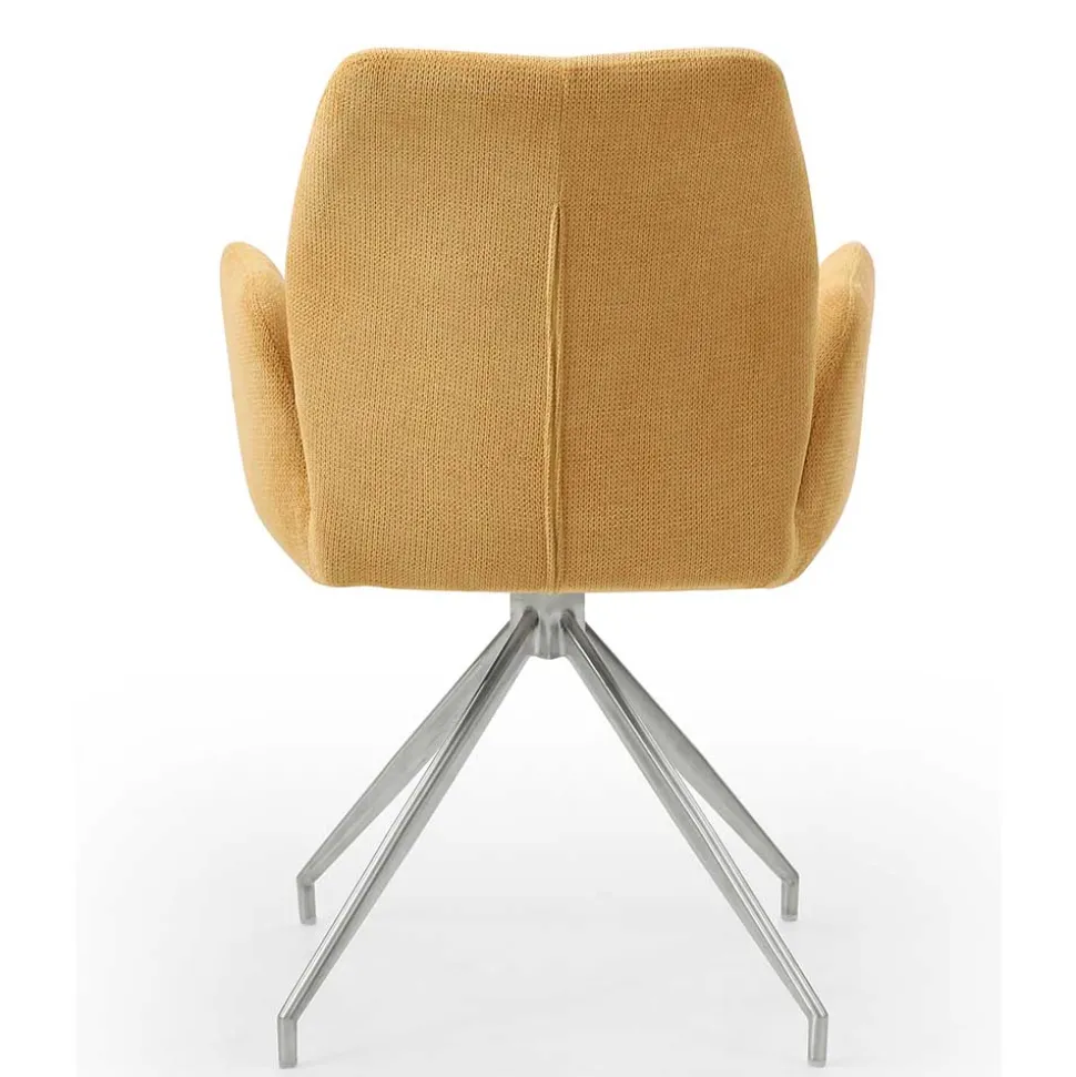 Armlehnen Polsterstuhl in Gelb Strukturstoff - Akos