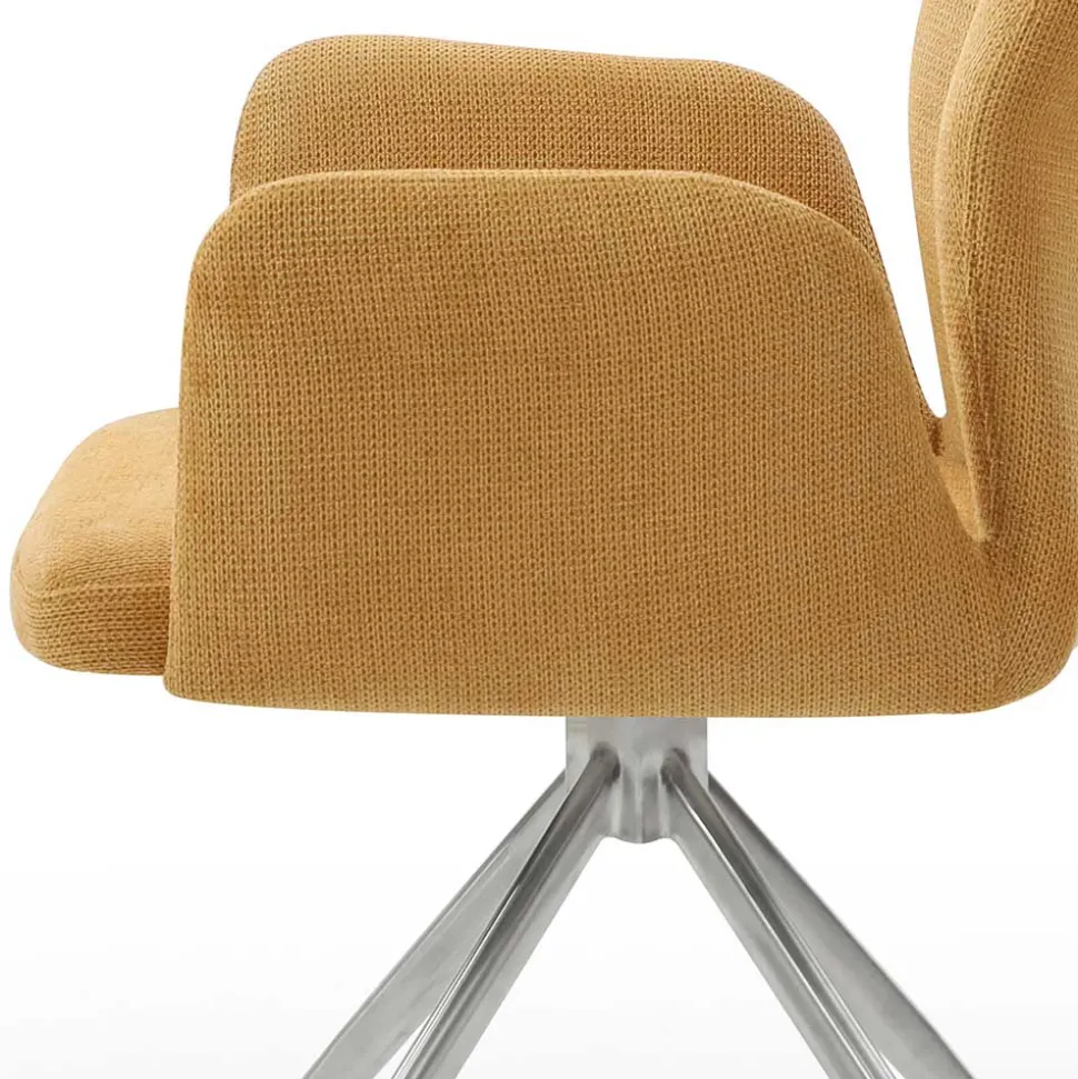 Armlehnen Polsterstuhl in Gelb Strukturstoff - Akos