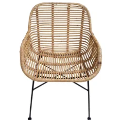 Armlehnen Rattanstuhl in Natur - Landhuis (2er Set)