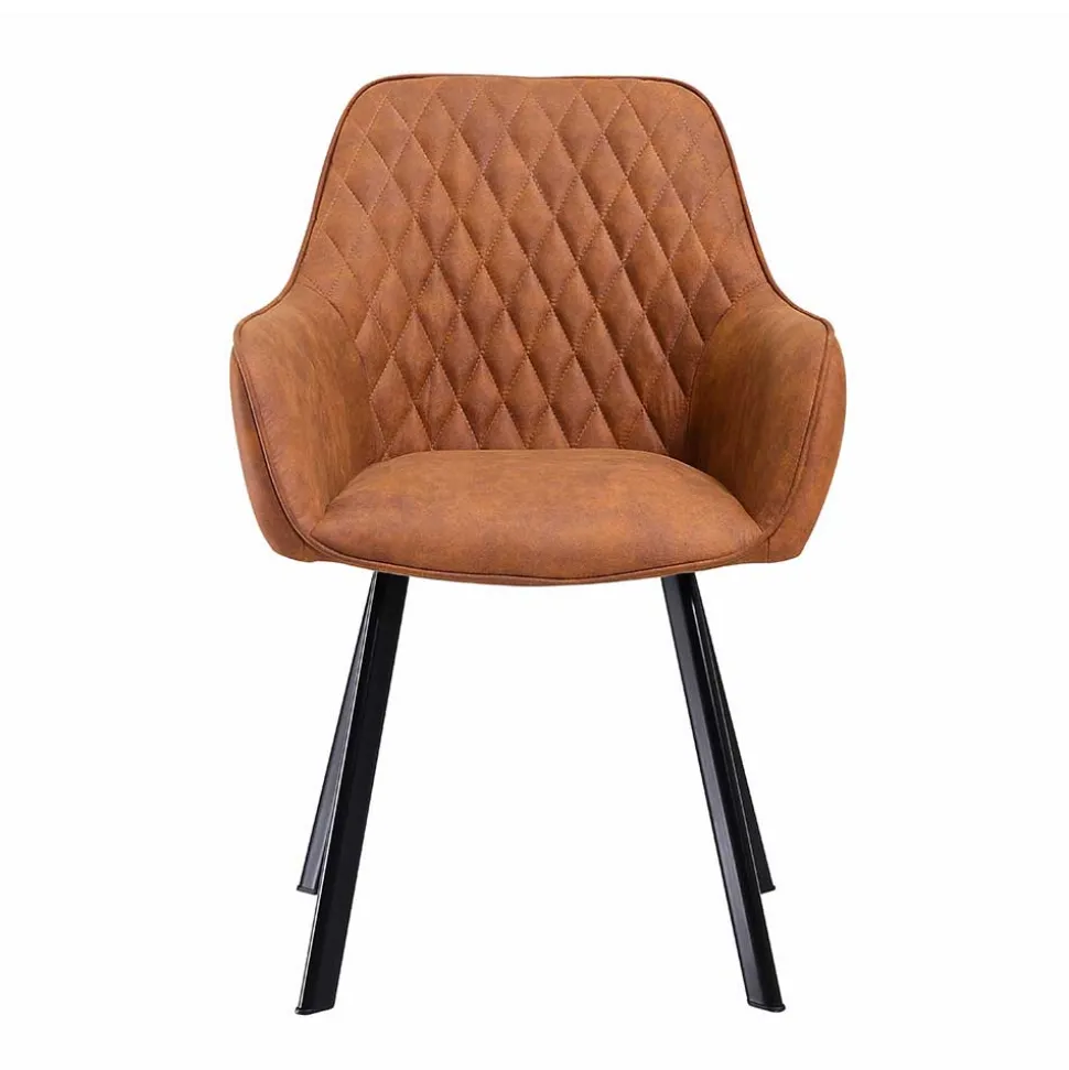 Armlehnen Stühle in Braun Microfaser - Dronja (2er Set)