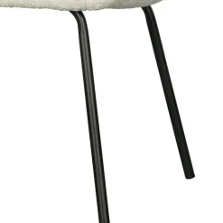 Armlehnenstuhl aus Boucle Stoff in Offwhite - Choco (2er Set)