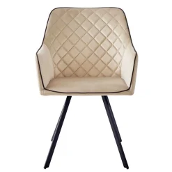 Armlehnenstuhl aus Samt in Beige - Ortenza