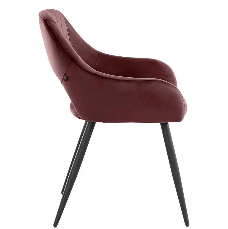 Armlehnenstuhl in Altrosa Samt - Kalindo (2er Set)