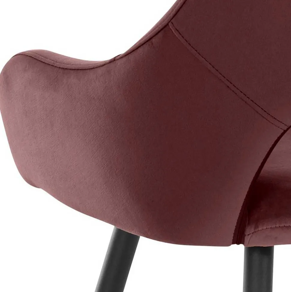 Armlehnenstuhl in Altrosa Samt - Kalindo (2er Set)