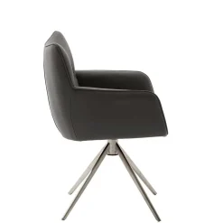 Armlehnenstuhl in Anthrazit Leder - Carbonaro (2er Set)