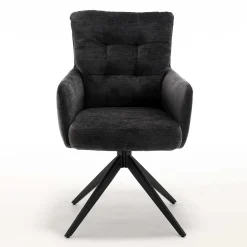 Armlehnenstuhl in Anthrazit Chenille - Amstado (2er Set)