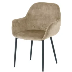 Armlehnenstuhl in Beige aus Samt - Pyrona (2er Set)